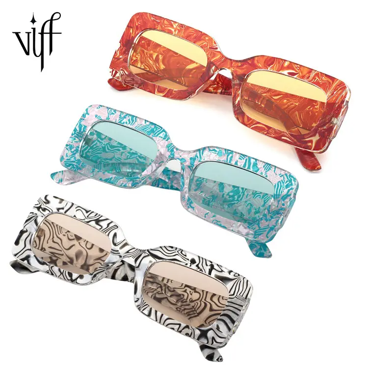 VIFF HP21208 Vintage Muster Brille Lentes De Sol Weiß Blau Rot Tier druck Rahmen Rechteck Sonnenbrille 2021 2022