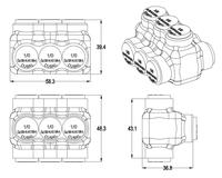   Connecteur de câblage isolé Mti-Tap à 3 ports, 1/0-14 AWG, raccordement mécanique, borne AL 6061, QMS-D1/0-3