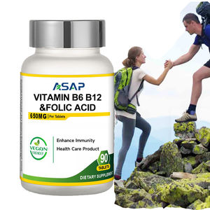 Complex <span class=keywords><strong>Vitamin</strong></span> B1 B6 B12 Tablet Suplementos alimenticios Ácido fólico Vitamina B6 B12 Tabletas masticables - Product Image 1