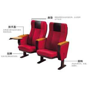 Silla de teatro Mingzhong Furniture MZ-L13 roja tapizada con reposabrazos para auditorio, cine y sala de conciertos - Product Image 2