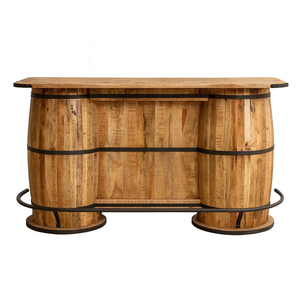 Rắn xoài gỗ công nghiệp thanh tròn truy cập & bảng với khung sắt | handmade thanh cổ đặt cho nhà hàng và sử dụng nhà - Product Image 1