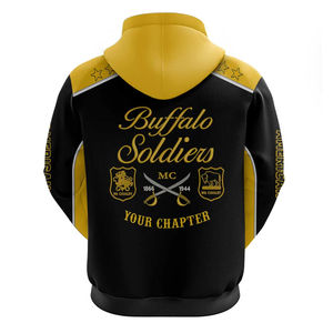 Sudadera con capucha <span class=keywords><strong>Buffalo</strong></span> <span class=keywords><strong>Soldiers</strong></span> para hombre-Negro/Amarillo con bandera americana, 1866-1944, Manga "American Heroes - Product Image 2