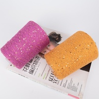 Benang Rajut Crochet Rajutan Tangan Impor Rusia Laris Manis, Campuran Katun/Akrilik dengan Payet 3mm, 500g Per Gulung, Guangdong