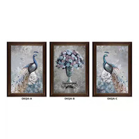 Peinture murale texturée de style chinois moderne avec finition mate, motif paon, pour décoration murale de luxe dans le salon