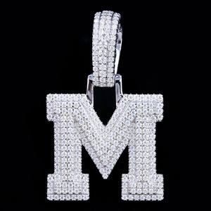 Colgante de Plata 925 con Letra M y Moissanita D VVS de Corte Brillante con Engaste de Garra, Joyería Hip Hop de Moda, Certificado GRA, Charm Iced - Product Image 1