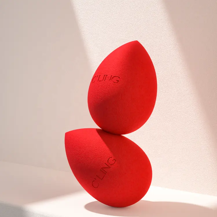 2024 yeni tasarım kendi marka kırmızı makyaj sünger blender gerçek kırmızı teknikleri lateks ücretsiz yumuşak güzellik yumurta lateks içermeyen ıslak 7 kuru kullanım
