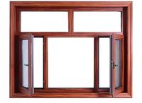 LongTai Diseño moderno Modelos franceses Dimensiones Arco de madera maciza Madera de teca Aluminio-Ventanas abatibles revestidas de madera