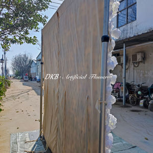 Decoración de boda al aire libre, decoración de pared de flores de boda populares, pared de flores rosas blancas artificiales para decoración de boda - Product Image 5