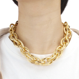 Gold Plated Chain <b>Necklace</b> Zinc Alloy Unisex Fashion Jewelry <b>Statement</b> Piece - Product Image 1
