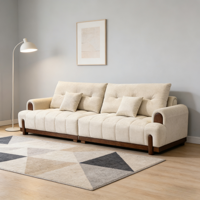 Canapé de salon de haute qualité en tissu crème avec pieds en bois, canapé moderne confortable au design élégant pour la maison
