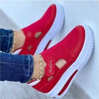 Baskets Décontractées Respirantes en Maille Tissée à Talons Compensés pour Femmes, Chaussures Plates et Sandales Tendance