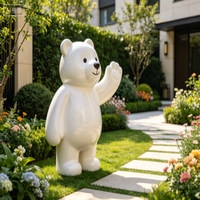 Statue d'ours géant rose en résine personnalisée pour l'extérieur - Décoration de jardin accrocheuse pour l'aménagement paysager commercial