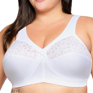 Soutien-gorge de sport sans couture respirant à couvrance totale pour femme, grande taille, avec push-up, bonnets à bouton et nœud, logo, dos en T, sans armatures, échantillon gratuit inclus - Product Image 1