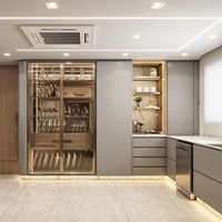 Meuble de cuisine moderne imperméable haut de gamme en acier inoxydable, sous-évier avec panier rétractable, design modulaire