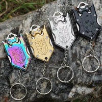 Couteau de poche compact personnalisable Hongrui avec poignée en acier inoxydable, couteau à découper DIY, couteau porte-clés EDC avec anneau