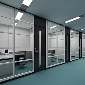 Vô hình khung kính văn phòng phân vùng với cửa tạm thời thiết kế tường phân vùng - Product Image 6