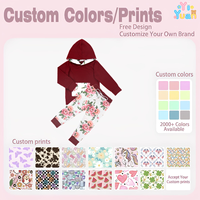 Nouvel Arrivage Ensemble de Survêtement à Capuche Imprimé Floral Personnalisé Bordeaux avec Doublure Florale et Poches, Pantalon de Jogging Floral pour Bébés Filles