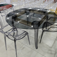 Table de banquet transparente en acrylique cristal pour événements, table en plastique transparente pour mariages, fêtes et usage domestique