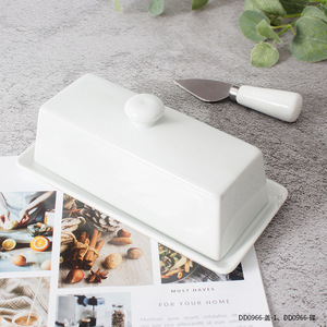 Plato de Mantequilla de Cerámica Personalizado Rectangular con Tapa Abatible para Servir Café y Té en Hoteles, Regalo Empresarial - Product Image 2