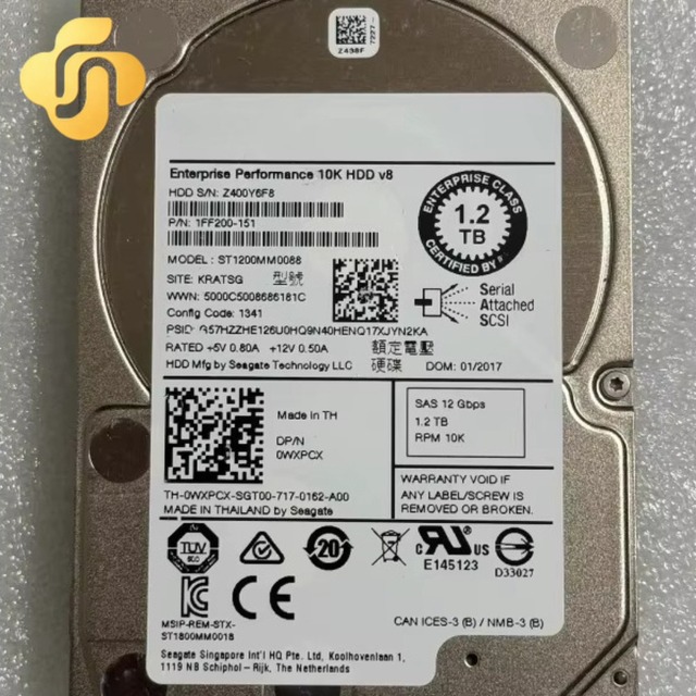 0WXPCX 1.2TB SAS 12Gbps 2.5in 10K RPM Internal HDD with Metal Shell Hard Disk Drive for Server
