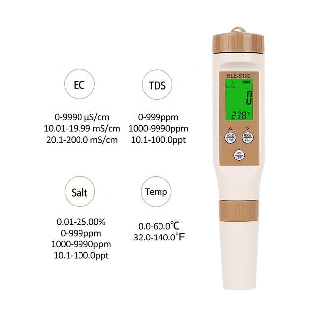 YINMIK BLE-S100 for Handheld ABS Electronic OEM Temperature & Salinity Meter for Seawater Aquaculture and Catering Use