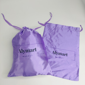 Bolsas de Seda de Lujo con Logotipo Personalizado para Pelucas, Bolsas de Embalaje para Pelucas, Bolsas con Cordón de Satén Morado para Joyería y Cosméticos - Product Image 1