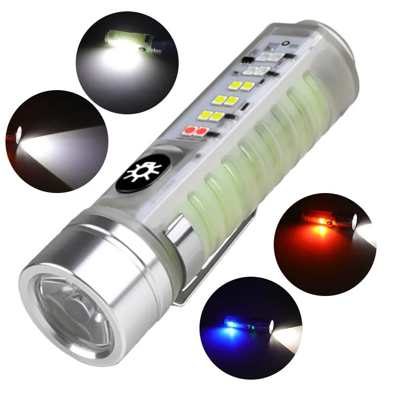Torcia a LED ad alta potenza Super luminosa proiettore zoomabile 4 colori luce laterale e magneti potenti XPG Mini torcia a LED