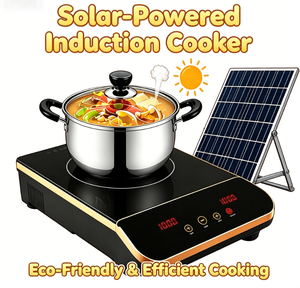 Kit de cuisinière à induction solaire portable à brûleur unique, pratique pour l'extérieur et l'hôtellerie, avec batterie et panneau solaire - Product Image 6