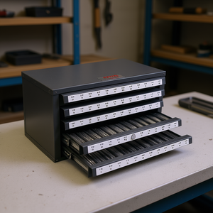 Armoire à robinets en acier Vexior à 5 tiroirs # 2-56 à # Organisateur de rangement d'outils à 60 compartiments, étiqueté 12-28 - Product Image 2