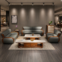 Canapé de bureau exécutif haut de gamme en cuir de vachette pleine fleur, résistant à l'usure, au design durable et confortable, idéal pour les immeubles de bureaux