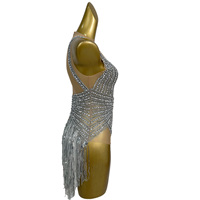 Combinaison sexy sans manches à franges en strass pour femmes, tenue de soirée, combinaison une pièce, justaucorps de danse, tenue de scène
