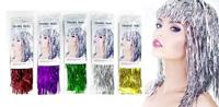 Perruque en soie PET multicolore 33,5 cm pour fête, anniversaire, carnaval, bar, maquillage, bal, décoration de tête