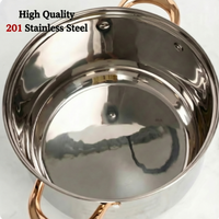 Meilleures ventes - Ensemble de casseroles en acier inoxydable de style européen, 12 pièces, poignées dorées, ustensiles de cuisine