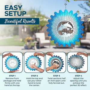 กังหันลมสวยงามสำหรับตกแต่งสวน ระเบียง ลานบ้าน และสวน ตกแต่งแขวนกลางแจ้ง ประติมากรรมกังหันลมสแตนเลส - Product Image 5