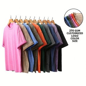 Camiseta Retro OEM 100% Algodón Grueso para Hombre, Talla Grande, Impresión DTG, Logotipo, Lavado Ácido, Estilo Vintage, Personalizada - Product Image 2