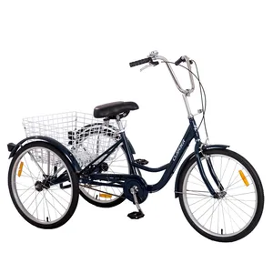 Trike per adulti triciclo a 3 ruote con cestino posteriore pneumatico da 24 pollici