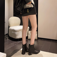 Bottines à bout pointu pour femmes, talon bloc, cuir extensible, embout métallique, fermeture éclair au dos, bottes chaussettes tendance, 3 couleurs