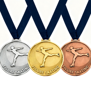 Medallas de patinaje sobre hielo fundidas a presión de gama alta con acabado mate al por mayor, medallas de premio de patinaje de aleación de zinc personalizadas para Finalizador de eventos - Product Image 1