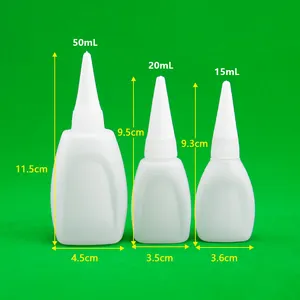 Hot Sale HDPE Plastic Glue Bottle Empty Plastic Super Glue Bottle 15ml 20ml 50ml