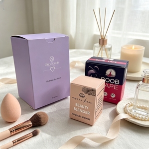 Boîte en papier cosmétique personnalisée, boîte d'emballage pour éponge de maquillage, boîte cadeau pliable en papier pour emballage d'éponge de maquillage - Product Image 1
