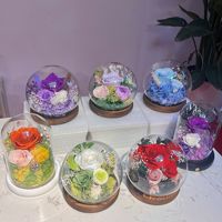 Boule de fleurs LED immortelle en roses fraîches véritables, décoration pour la remise des diplômes, Thanksgiving, Noël, la Saint-Valentin, la fête des mères, faite à la main