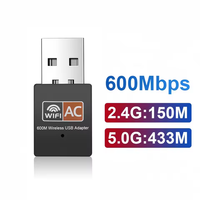 Adaptador USB WiFi BT 2 en 1 de 600Mbps, Dongle de Doble Banda 2.4G 5GHz, USB Wi-Fi con Antena, Tarjeta de Red para PC, Mini Receptor de Red para Computadora