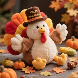 <span class=keywords><strong>Peluche</strong></span> personalizzato della mascotte del tacchino del ringraziamento con pettorina riconoscente regalo di <span class=keywords><strong>peluche</strong></span> personalizzato per le vacanze OEM ODM - Product Image 4