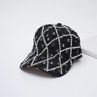 Casquette de baseball vintage en jean PVC vieilli et délavé, ornée de perles, avec logo personnalisé, casquette à visière incurvée, chapeau de soleil vieilli, casquette à 6 panneaux, vente chaude