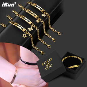 IRun Personalized Custom <strong>Logo</strong> &amp; Name Lettering DIY Steel Glossy Metal <strong>Bracelet</strong> Customized Hand Jewelry for Gift - Product Image 1