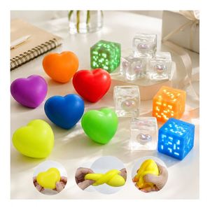 Wholesale Colorful Heart Squeeze Toy LED <b>Cube</b> Squishy Stress Ball <b>Glow</b> in Dark Fidget Sensory Kids Party Favors - Product Image 4