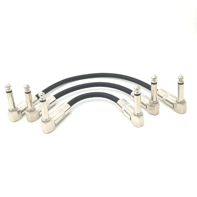 Factory Wholesale Guitar Patch Cable6.35mm TS Mono Dual Right Angle  Short Pedal Jumper Cord for Resale Bulk Order Private Label