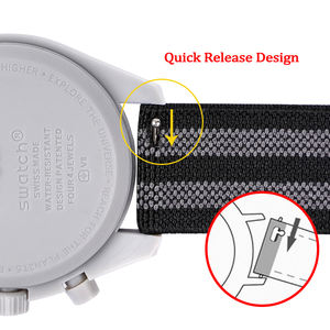 Bracelets de <span class=keywords><strong>montre</strong></span> de remplacement en toile de nylon élastique imperméable de 20mm avec <span class=keywords><strong>boucle</strong></span> en acier pour bracelets de <span class=keywords><strong>montre</strong></span> Omega <span class=keywords><strong>Swatch</strong></span> Moonwsatch - Product Image 3