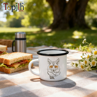 Mug en émail de 12 oz pour sublimation, blanc vierge, pour camping, café, imprimable par transfert thermique, pour impression DIY, vaisselle d'extérieur, vente en gros