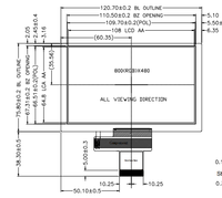 Module d'affichage LCD TFT 5 pouces avec résolution 800x480, luminosité élevée de 1000 nits, interface RVB pour utilisation en extérieur